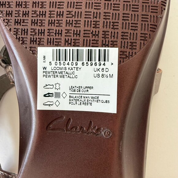 Collection Clarks Womens Loomis Katey Pewter Metallic Strappy Sandals 8.5 - Picture 6 of 6